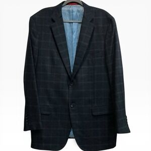 Isaia Napoli 120s Wool Windowpane Blazer Italy 58L / US 48L Luxury Sport Jacket
